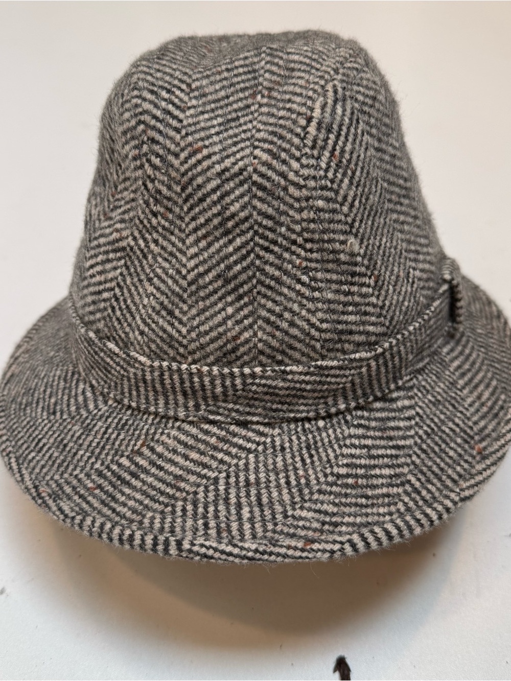 Men's Gray Herringbone Wool Fedora Hat